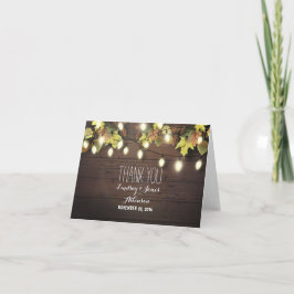 Tarjetas de agradecimiento de luces de cuerda rúst