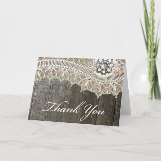 Tarjetas de agradecimiento de madera con encaje rú