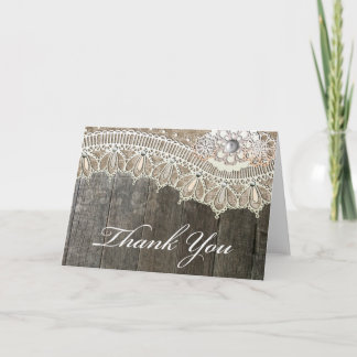 Tarjetas de agradecimiento de madera con encaje rú