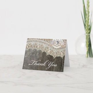 Tarjetas de agradecimiento de madera con encaje rú