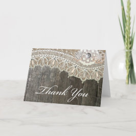 Tarjetas de agradecimiento de madera rústica con e