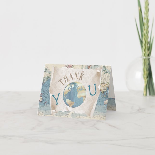 Tarjetas de agradecimiento de mapa antiguo (Anverso)