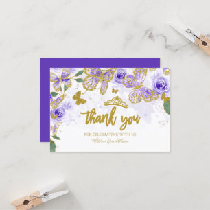 Tarjetas de agradecimiento de mariposa Quinceanera