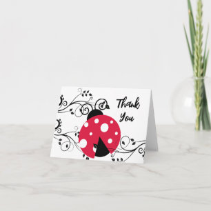 Tarjetas de agradecimiento de mariquita linda