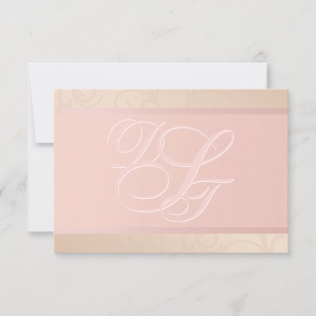 Tarjetas de agradecimiento de monograma en rosa or (Anverso)