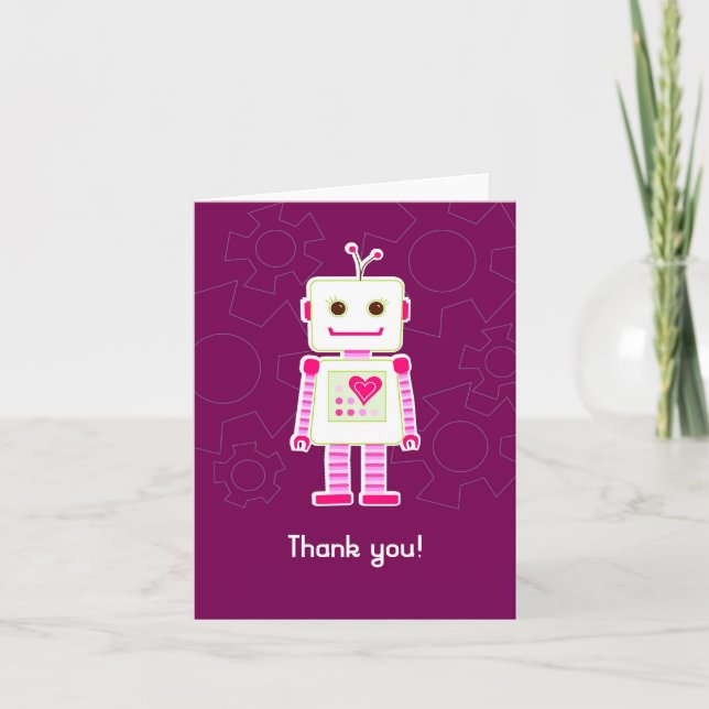 Tarjetas de agradecimiento de niña robot (Anverso)