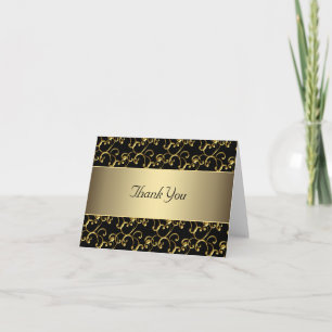 Tarjetas de agradecimiento de oro con remolino de 
