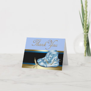 Tarjetas de agradecimiento de oro negro y zapatos 