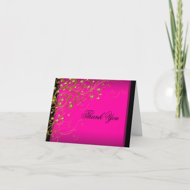 Tarjetas de agradecimiento de oro rosa caliente (Anverso)