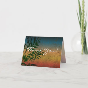 Tarjetas de agradecimiento de palmeras de puesta d