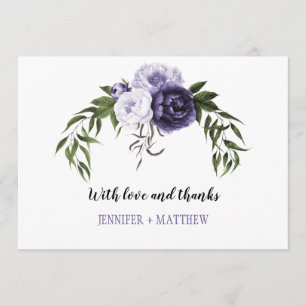 Tarjetas de agradecimiento de peonías violetas púr