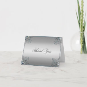 Tarjetas de agradecimiento de plata elegantes