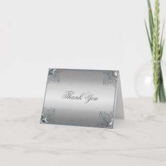 Tarjetas de agradecimiento de plata elegantes