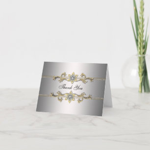 Tarjetas de agradecimiento de plata y oro