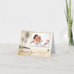 tarjetas de agradecimiento de playa palmeras vinta