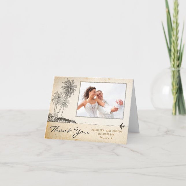 tarjetas de agradecimiento de playa palmeras vinta (Anverso)