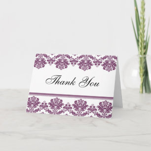 Tarjetas de agradecimiento de Plum Damask