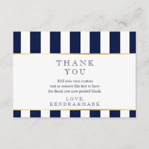 Tarjetas de agradecimiento de rayas náuticas y de 