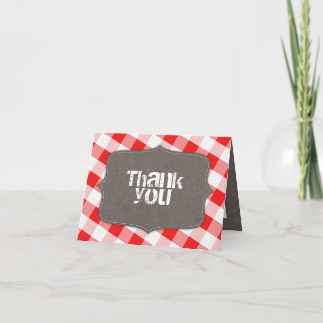 Tarjetas de agradecimiento de Red & White Gingham  (Anverso)