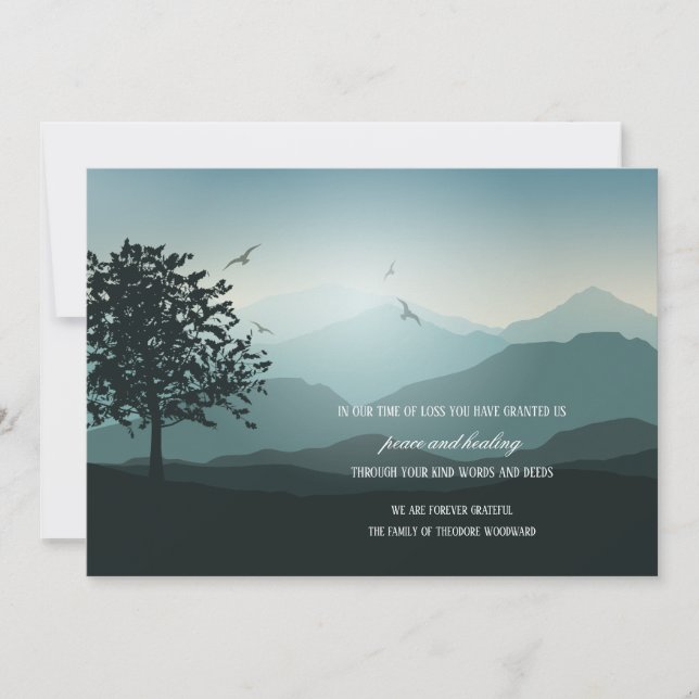 Tarjetas de agradecimiento de reverencia Bereaveme (Anverso)