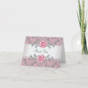 Tarjetas de agradecimiento de Rosa Damask Rosa Pla