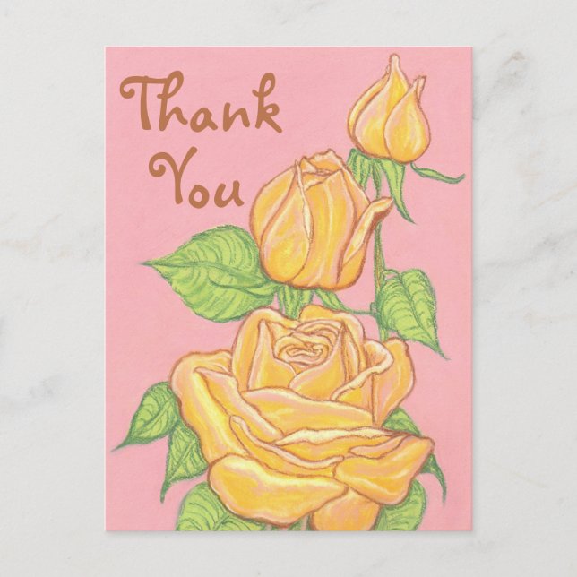 Tarjetas de agradecimiento de rosas amarillas 2 (Anverso)