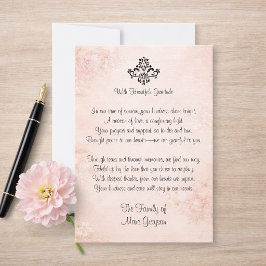 Tarjetas de agradecimiento de simpatía con poema f