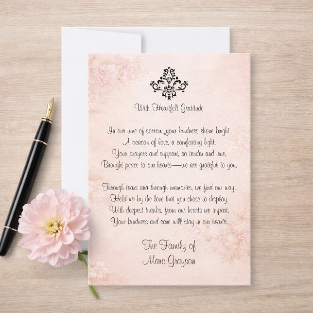 Tarjetas de agradecimiento de simpatía con poema f (Subido por el creador)