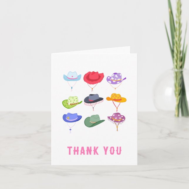 Tarjetas de agradecimiento de sombreros de vaquera (Anverso)