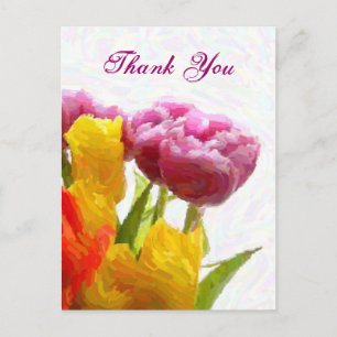 Tarjetas de agradecimiento de tulipanes púrpuras y