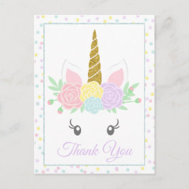 Tarjetas de agradecimiento de unicornio lindo post