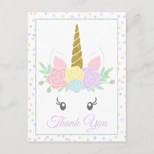 Tarjetas de agradecimiento de unicornio lindo post