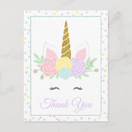 Tarjetas de agradecimiento de unicornio Postales