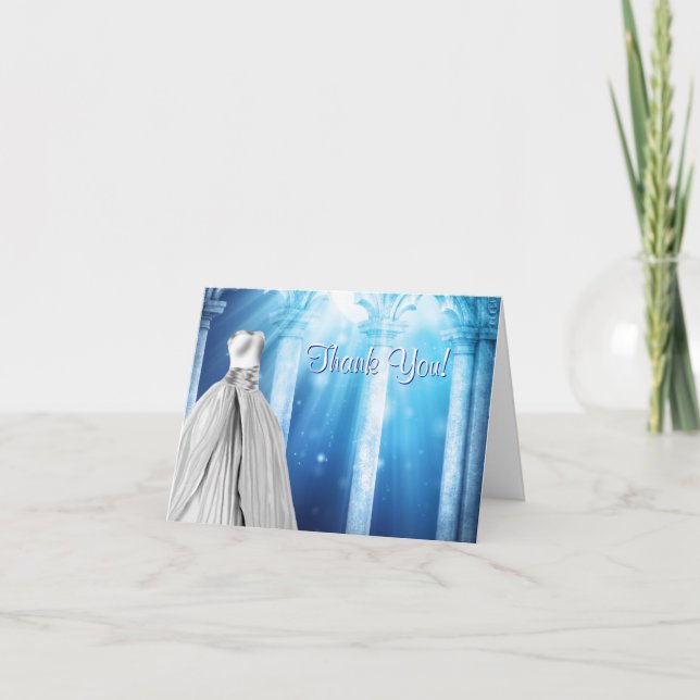 Tarjetas de agradecimiento de vestido azul de la M (Anverso)