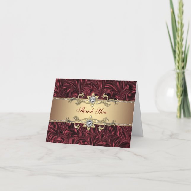 Tarjetas de agradecimiento de vino tinto Borgoña o (Anverso)