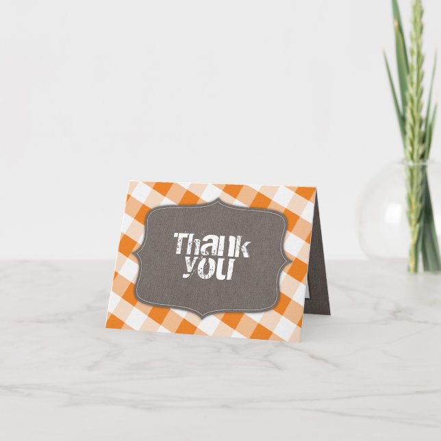 Tarjetas de agradecimiento de White Gingham Canvas (Anverso)