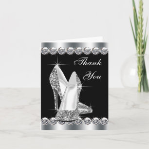Tarjetas de agradecimiento de zapato negro elegant