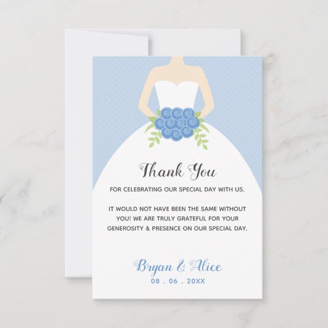 Tarjetas de agradecimiento del boda (Blue Bridal G (Anverso)