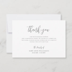 tarjetas de agradecimiento del funeral en blanco y