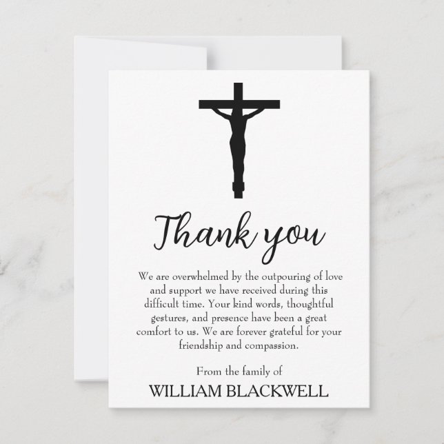 tarjetas de agradecimiento del funeral en blanco y (Anverso)