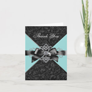 Tarjetas de agradecimiento Diamantes Azul Teal Neg