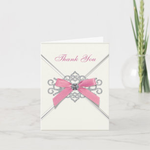 Tarjetas de agradecimiento Diamantes Blancos con L
