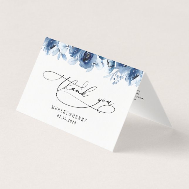 Tarjetas de agradecimiento dobladas de boda floral (Anverso)