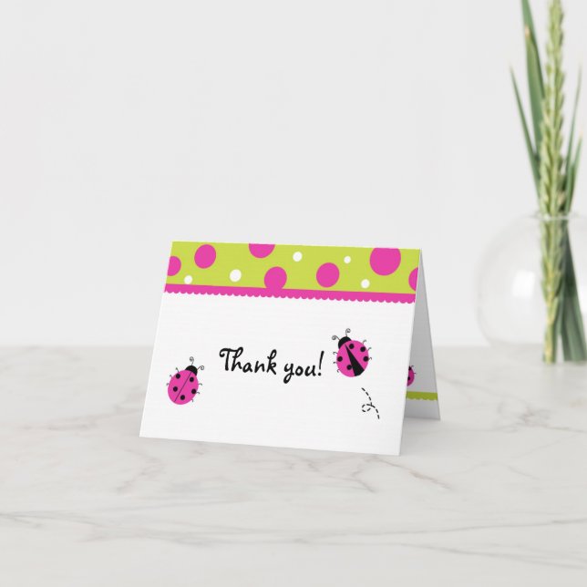Tarjetas de agradecimiento dobladas de mariquita r (Anverso)