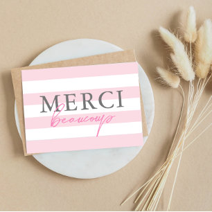 Tarjetas de agradecimiento dobladas Merci Beaucoup