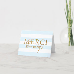 Tarjetas de agradecimiento dobladas Merci con raya