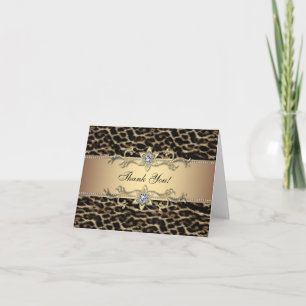 Tarjetas de agradecimiento Elegante Leopardo Dorad
