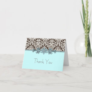 Tarjetas de agradecimiento elegantes azul turquesa