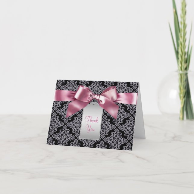 Tarjetas de agradecimiento elegantes de color rosa (Anverso)