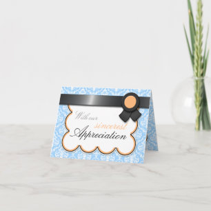Tarjetas de agradecimiento elegantes de damasco na